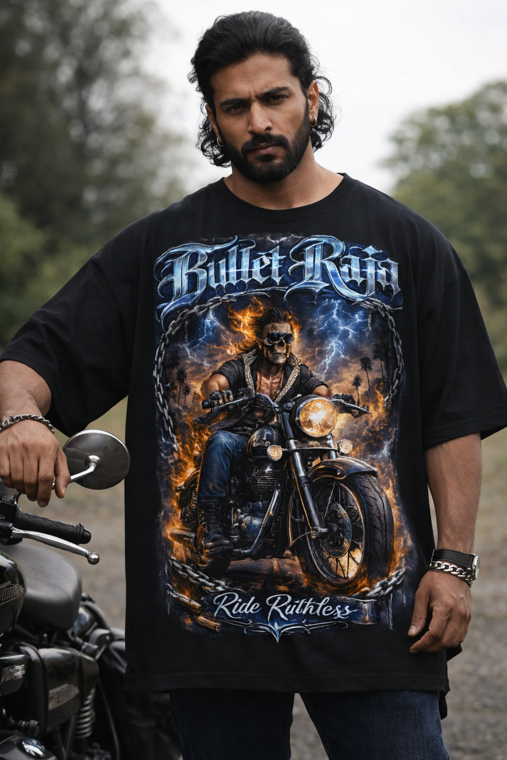 Bullet Raja Biker Bootlegged Style T-Shirt