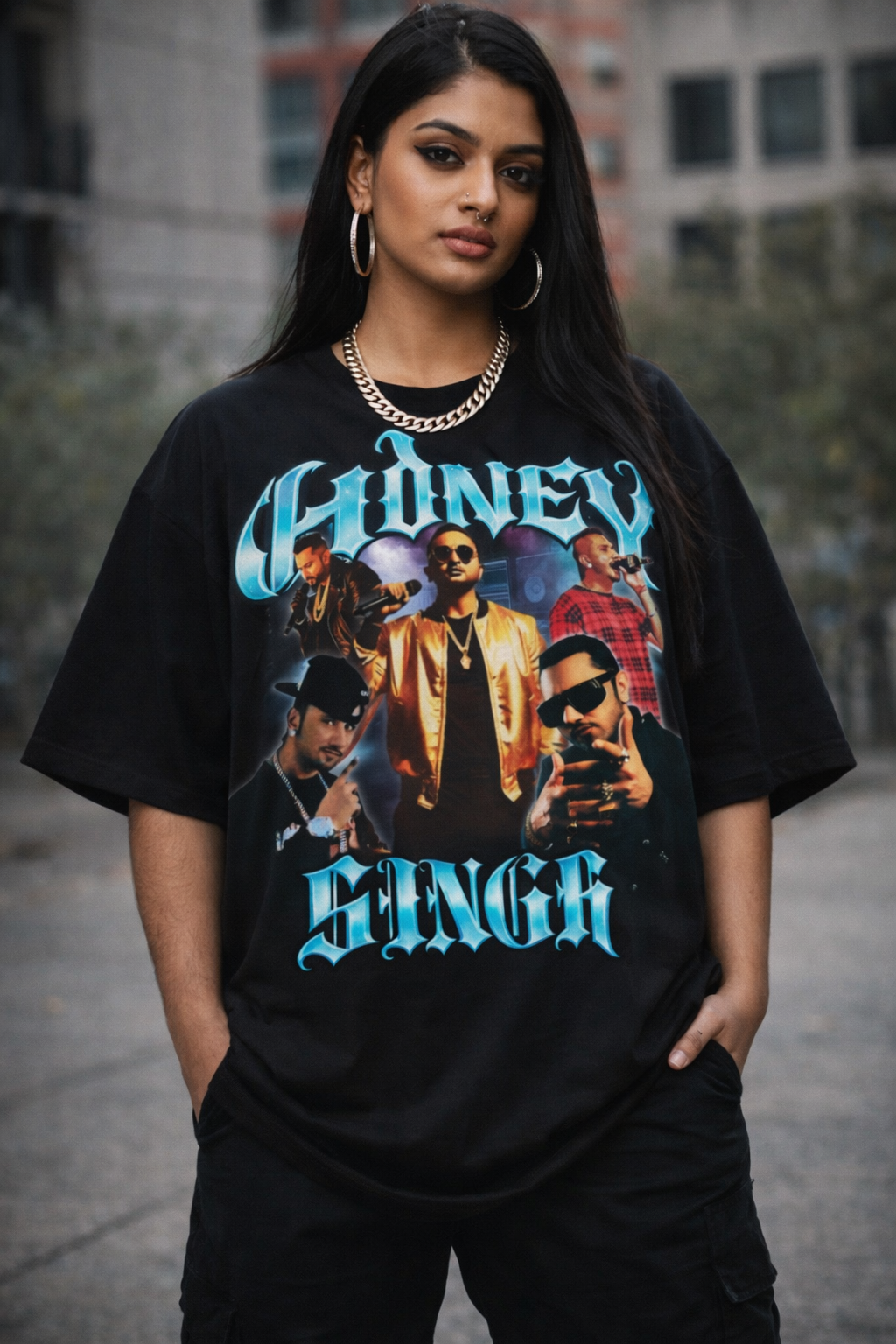 Honey Singh Y2K Hip Hop Rise and Vibe Attitude Unisex Oversized Graphic T-Shirt