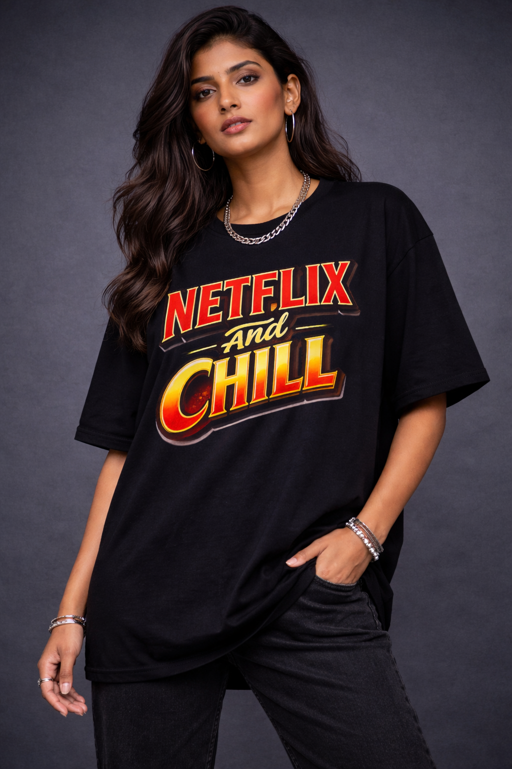 Netflix And Chill Unisex Oversized Classic T-Shirt