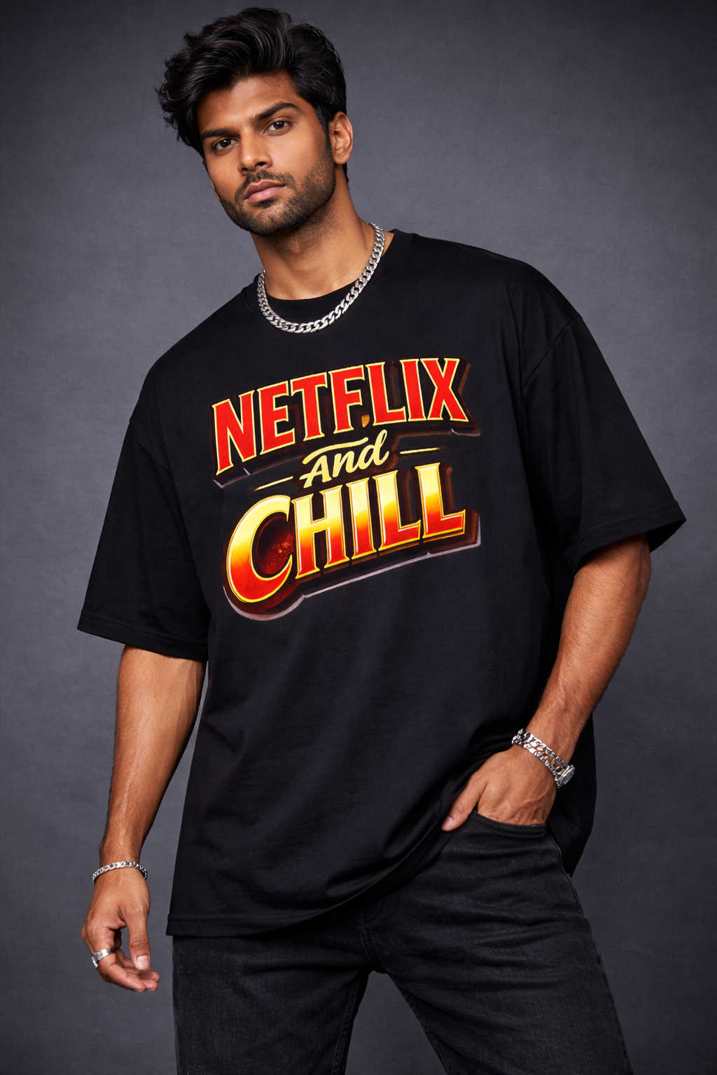 Netflix And Chill Unisex Oversized Classic T-Shirt