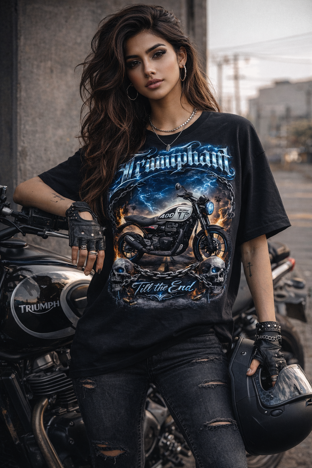 Triumphant Biker Bootlegged Style  T-Shirt