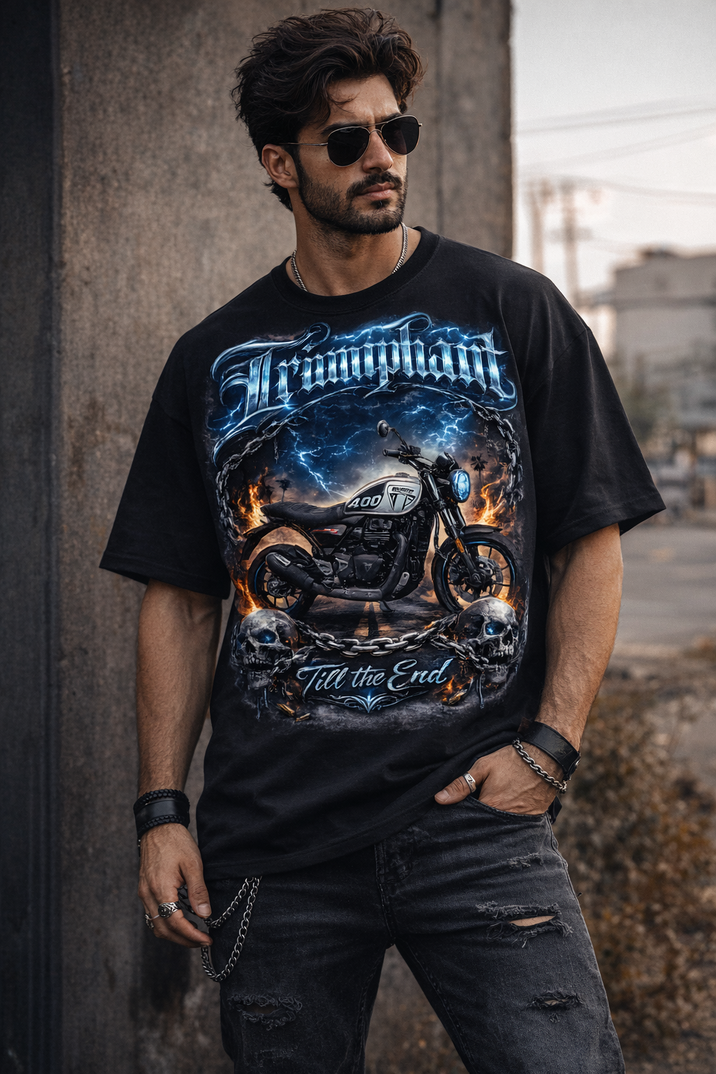 Triumphant Biker Bootlegged Style  T-Shirt